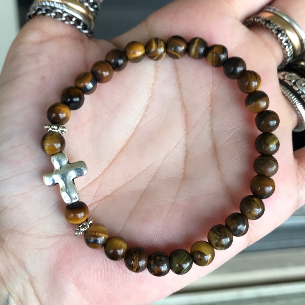 🔴SALE ! Men or women Tiger eye cross bracelet - Picture 5 of 10